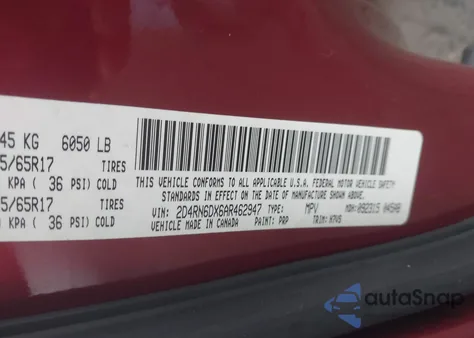 2010 Dodge Grand Caravan Crew из США, поврежденный, VIN 2D4RN6DX6AR462947